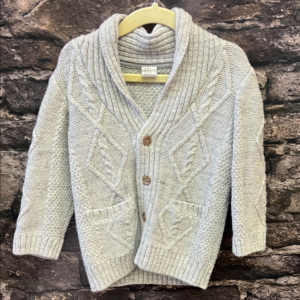Kids H&M Gray Cable Knit Sweater